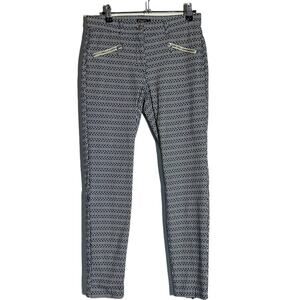 J. Mlaughlin Blue, Tan, White Cropped Capri Zip Ankle Pants Sz 2